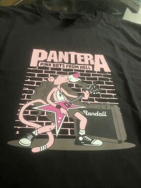 Urban Outfitters Black Tee with Pink 'Pantera' Graphic